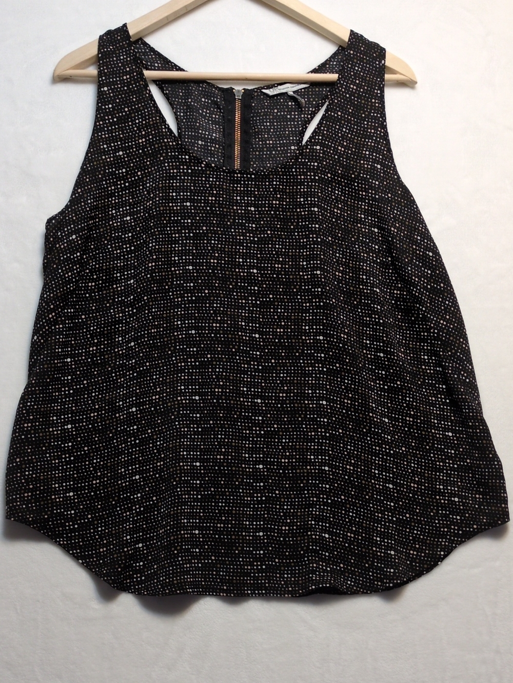 UK Style French Connection Polka Dot Tank Top Large Exposed Zipper Back
